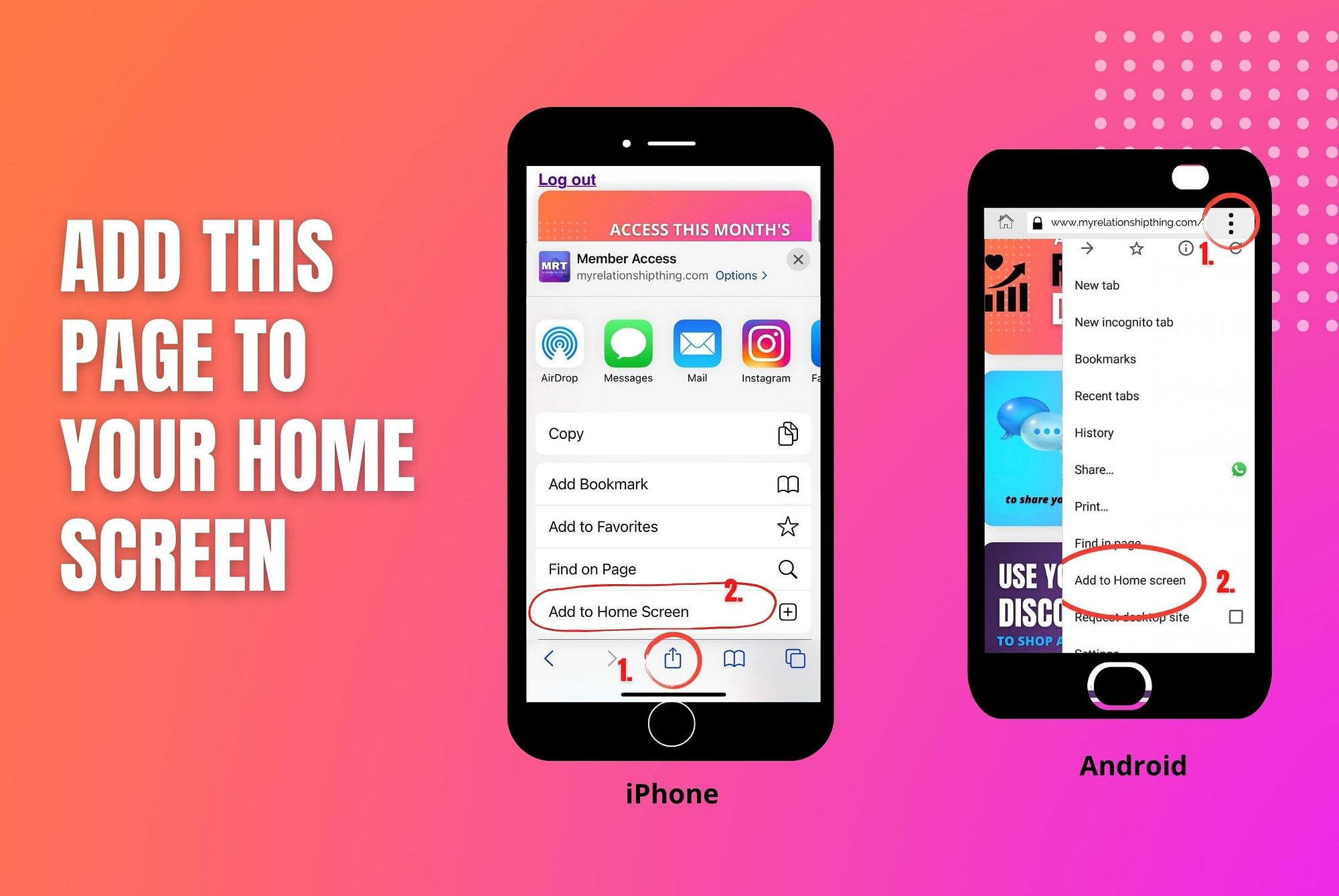 add to home screen instructions